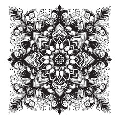 Mandala Ornament Vector Set | Black and White Floral Decorative Design