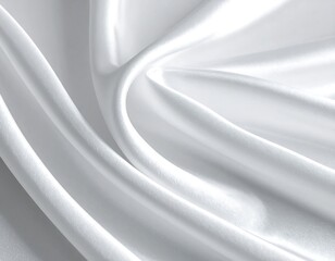 Close-up of flowing white satin fabric, showcasing soft folds