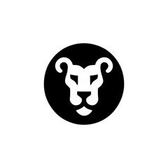 Geometric Lion Head in a Circle Logo Design