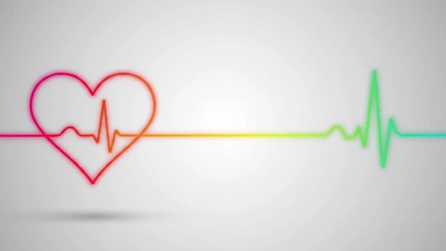 Colorful Rainbow Heartbeat EKG Pulse Line Animation. - Powered by Adobe