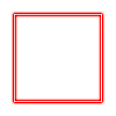 Red neon square frame isolated on transparent background for graphic design use, png