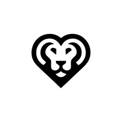 Obraz premium Lion Heart Vector Emblem Concept Design Icon