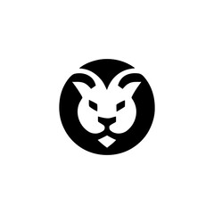 Minimalist Lion Head Logo Design in Circular Negative