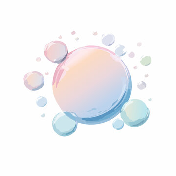 Ilustrasi vektor gelembung sabun air biru transparan dengan pola cairan bulat dan lampu warna