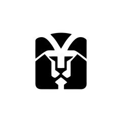 Modern Lion Head Monogram Logo Design in Black