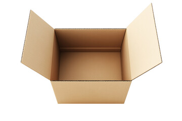 Open cardboard container isolated on a transparent background