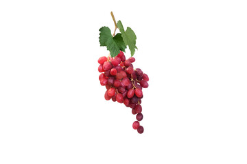 Close-up of a bunch of mature red grapes suitable for eating isolated on a transparent background png file.