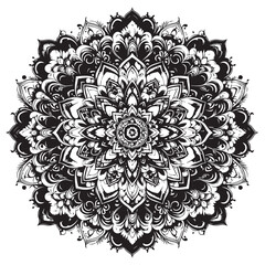 Mandala Ornament Vector Set | Black and White Floral Decorative Design