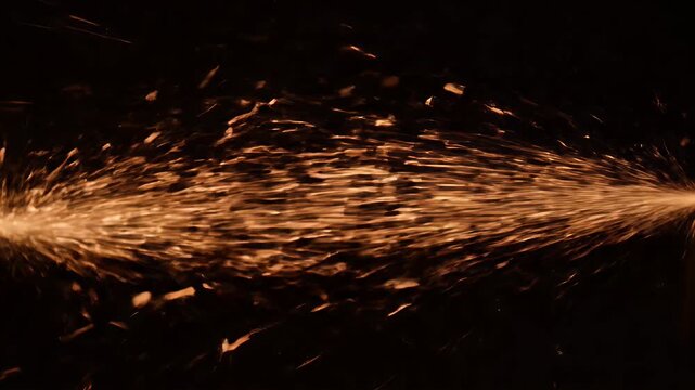 Dynamic Flow of Burning Embers and Sparks Across a Black Background.
