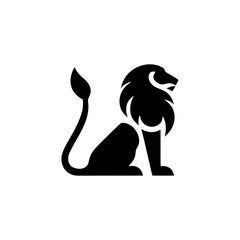 Bold Lion Silhouette Emblem in Sleek Vector Design