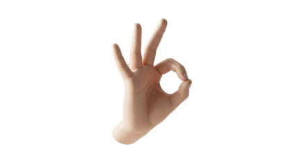 Human Hand Gesturing OK Sign with Natural Skin Tone Isolated