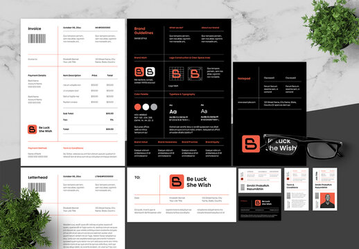 Orange And Black Tech Startup Branding Pack