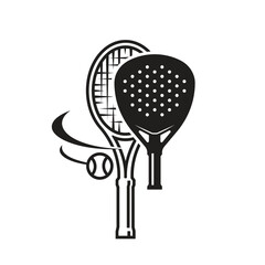 Black and White Crossed Tennis and Padel Rackets with Ball