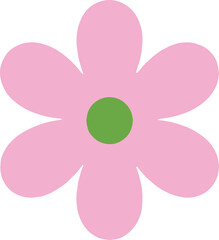 Fototapeta premium Simple pink flower with green center petal design nature beauty spring season isolated