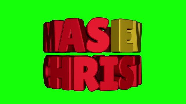 Clay Style 3D Christmas Eve Text Animation &ndash; Dual Rotation Cylinder on Green Screen
