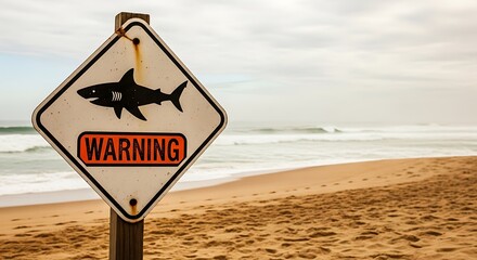 Shark Warning Beach Sign shark warning sign ocean