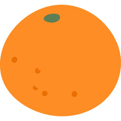 A simple cartoon orange with a green stem and leaf on a transparent background ideal for healthy eating and nutrition graphics