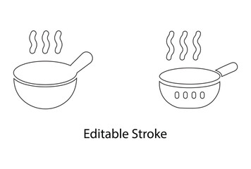 frying pan editable stroke vector icon illustration, frying pan vector illustration