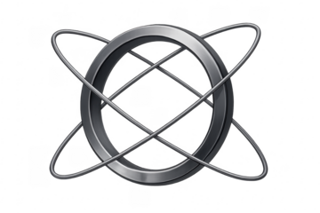 Metallic ring orbit symbol on transparent background