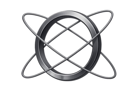 Metallic ring orbit symbol on transparent background