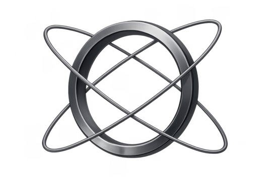 Metallic ring orbit symbol on transparent background