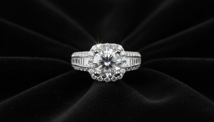 Luxury Diamond Ring on Black Velvet