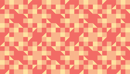 A seamless geometric pattern with interlocking coral and beige shapes forming a stylish abstract composition. The warm tones create a soft retro vibe