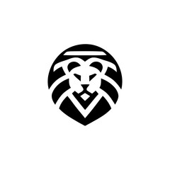 Stylized Lion Head Logo Design with Bold Circular