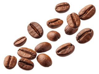 Naklejka premium Aromatic roasted brown coffee bean isolated, fresh grain full of caffeine. An energetic macro view of organic food for morning drink