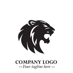 Powerful Head of Tiger Logo Symbol in Black on White Background with Bold Modern Minimalist Design