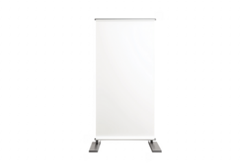 White banner stand display isolated on a transparent background