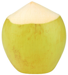 Fresh aromatic coconut with top shaved off, isolated on transparent background – high-resolution PNG for product design and tropical branding.