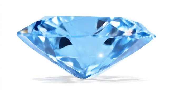 Isolated light blue gemstone sparkling on white background