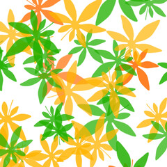 Abstract Overlapping Floral Shapes In Orange And Green