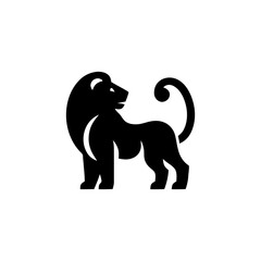 Regal Lion Silhouette Standing Proudly in Black