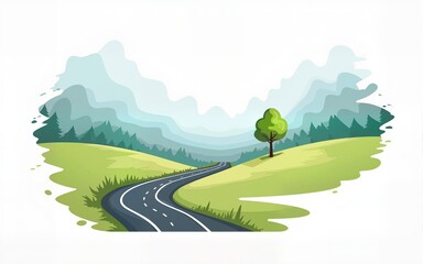 Road path curved vector illustration isolated On Transparent Background. High quality