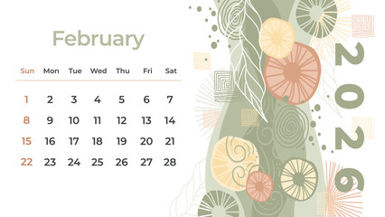 Beautifully hand-drawn February 2026 calendar