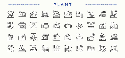 Plant icon collection. Farming icon. Contains outline symbols like agriculture, farming, land, garden, gardening, agro, farm and more. Editable stroke. Vector illustration.