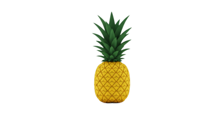 Isolated Yellow Pineapple Tropical Fruit on Transparent Background