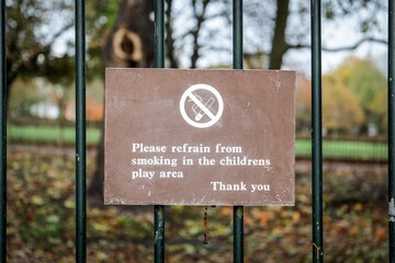 No Smoking Sign in Children’s Play Area