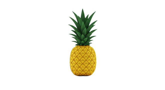 Isolated Yellow Pineapple Tropical Fruit on Transparent Background