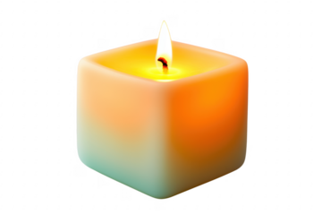 Glowing cube candle flame isolated on a transparent background