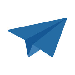 Vector illustration of a paper plane icon in a solid style with a blue gradient that gives a sense of depth.