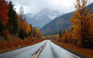 Autumn roadtrip in the mountains. High quality