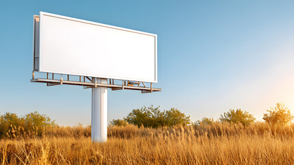 A blank billboard stands tall against a clear blue sky, ready for a new message