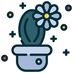 cactus flower floral blossom bloom plant nature filled outline icon