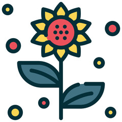 flower blossom bloom flora floral nature filled outline icon