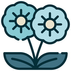 floral flower bloom blossom plant nature filled outline icon