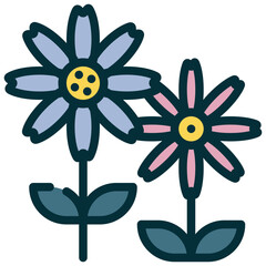 flower couple flora floral bloom blossom plant filled outline icon