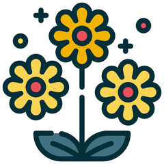 garden floral flora flower bloom blossom filled outline icon